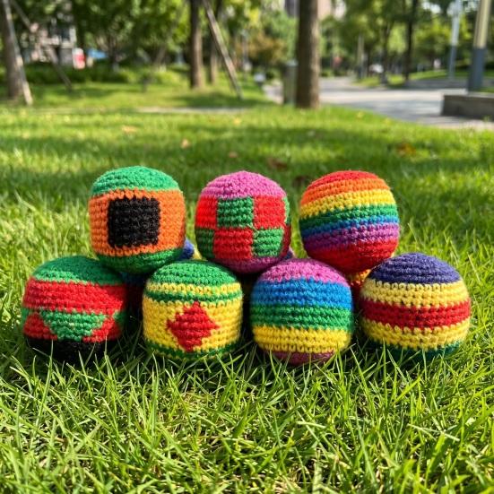 Handmade Sack, Set, Soft Juggling Balls Knitted Footbag Filled Throwing Beanbag Toys