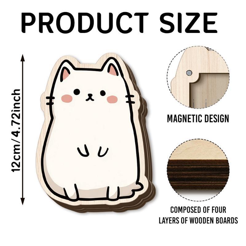 Cute Cat Wooden Needle Storage Box Magnetic Sewing Pin Holder Wood Needle Organizer For Handmade Craft Home Use