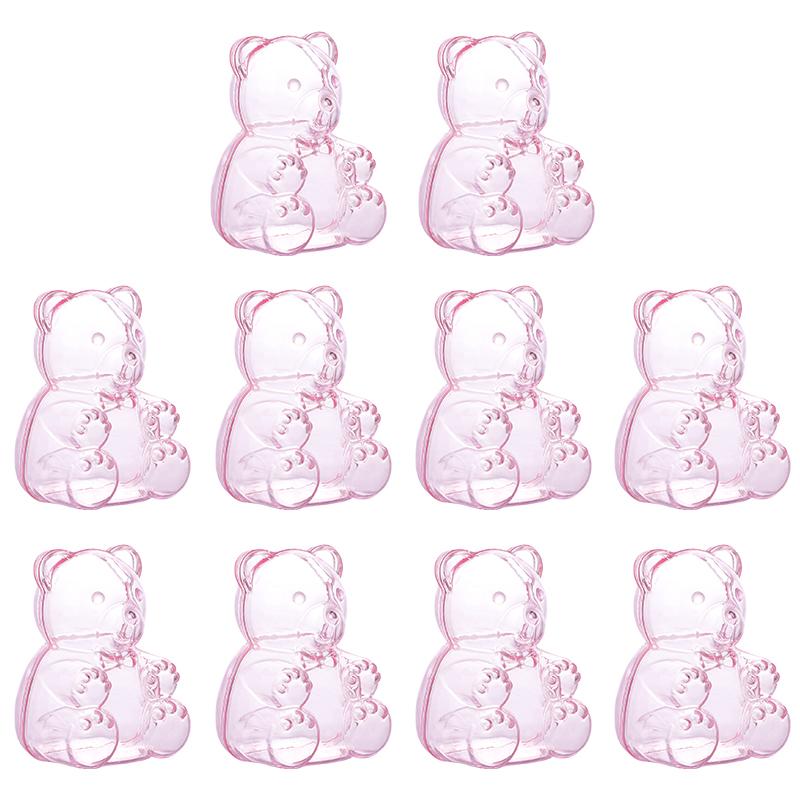 10pcs Bear Shaped Gift Box Clear Plastic Bear Candy Snack Container for Wedding Birthday Party Decor Supplies Baby Shower Favors