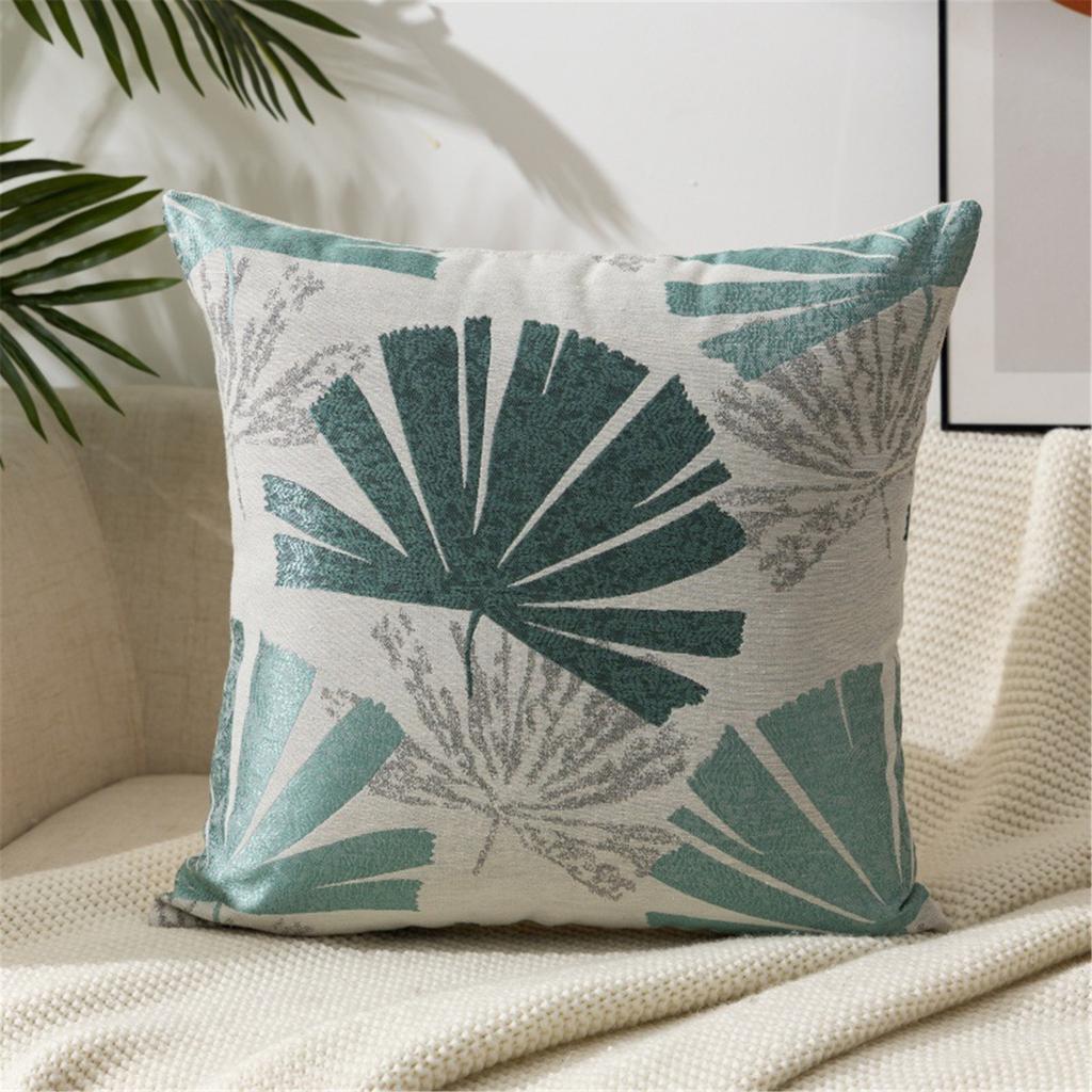 Leaf Pattern Jacquard Linen Pillow Cover Soft Textured Fabric Wrinkle Resistant Cushion Case For Living Room Bedroom