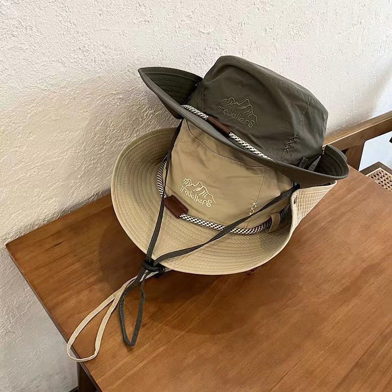 Sunscreen bucket hat men's big head circumference hat men's summer outdoor climbing sun hat climbing hat cowboy hat new