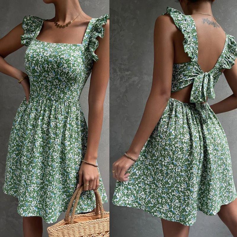 

2025square Neck Lotus Shoulder Butterfly Bow Big Swing Skirt Yellow XL