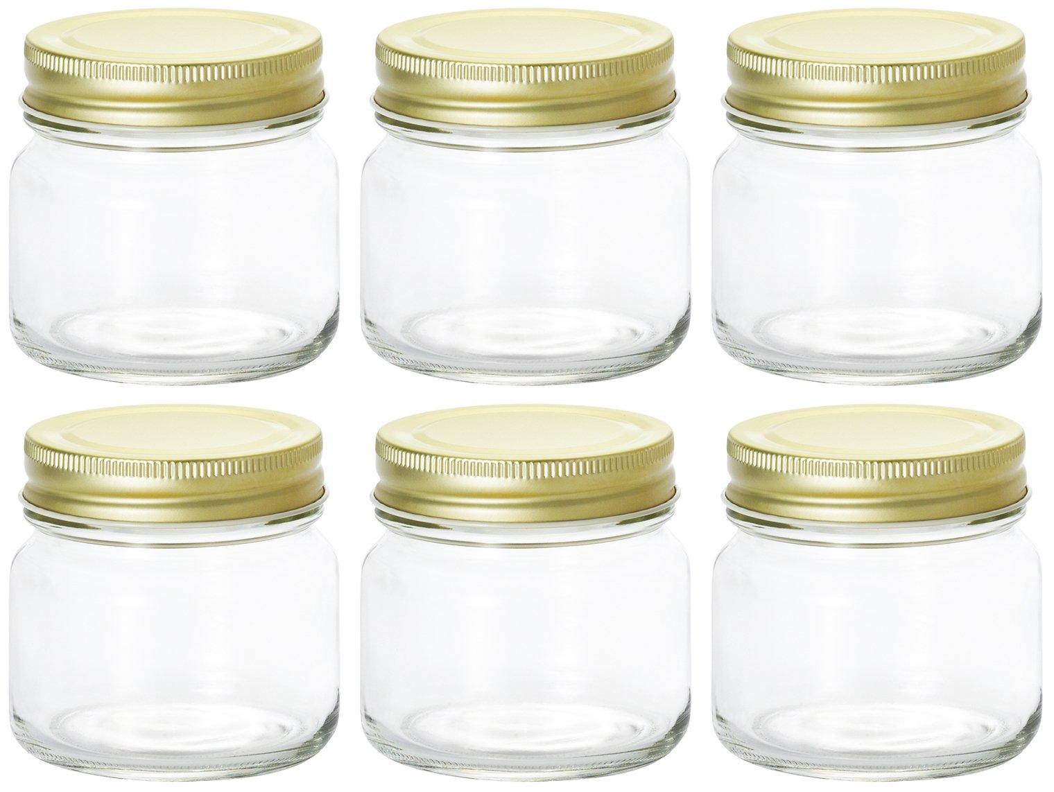 Aderia Double Cap Set of Made in Glass Storage Airtight Condiment Coffee M6430 Containers 200ml 6 Japan Containers Canisters Containers 5870₽