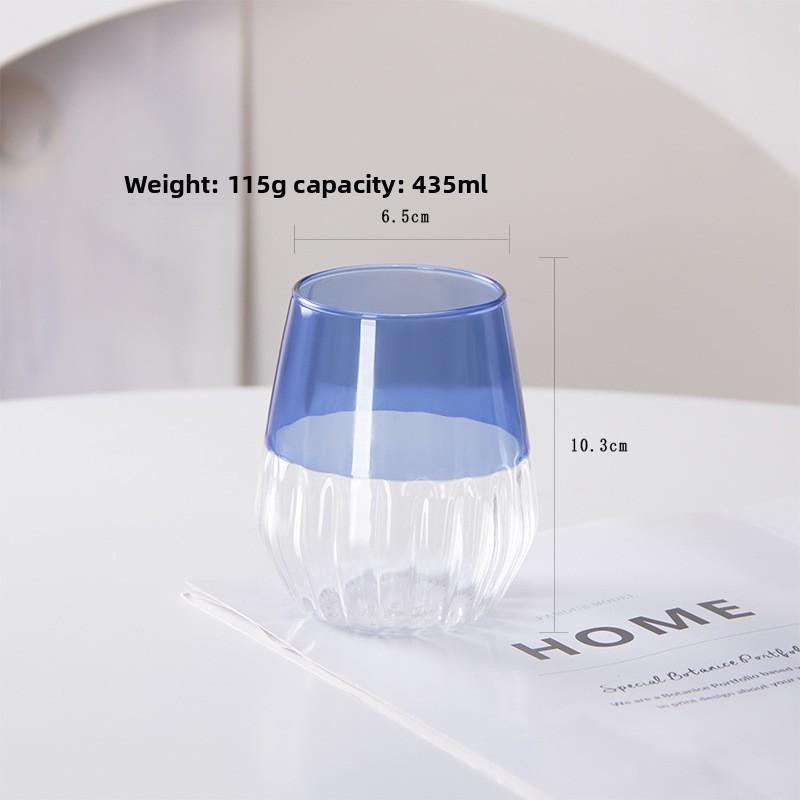 

Striped Colorful Glass Breakfast Cup High Borosilicate Heat Resistant Milk Tea Drinking Cup 435ml