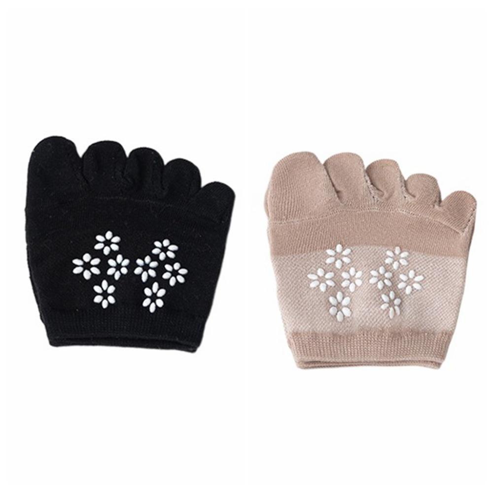 

2Pairs Invisible Half Feet Socks Flower Boat Socks Fashion Forefoot Socks Summer Coffee&Black