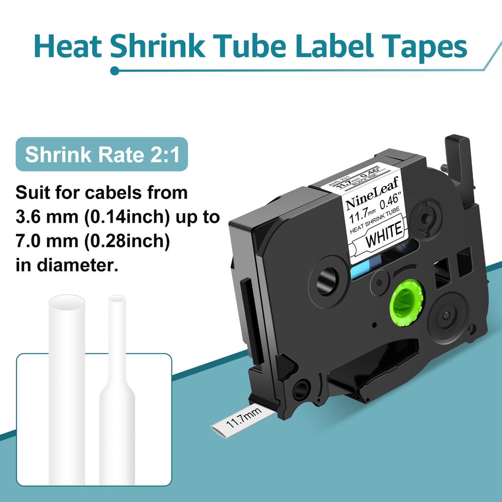 3-10PCS Heat Shrink Tubes Label Compatible for Brother HS HSe-231 Hs-631 5.8/11.7mm Label Tape For P-Touch PT-1010 Label Printer