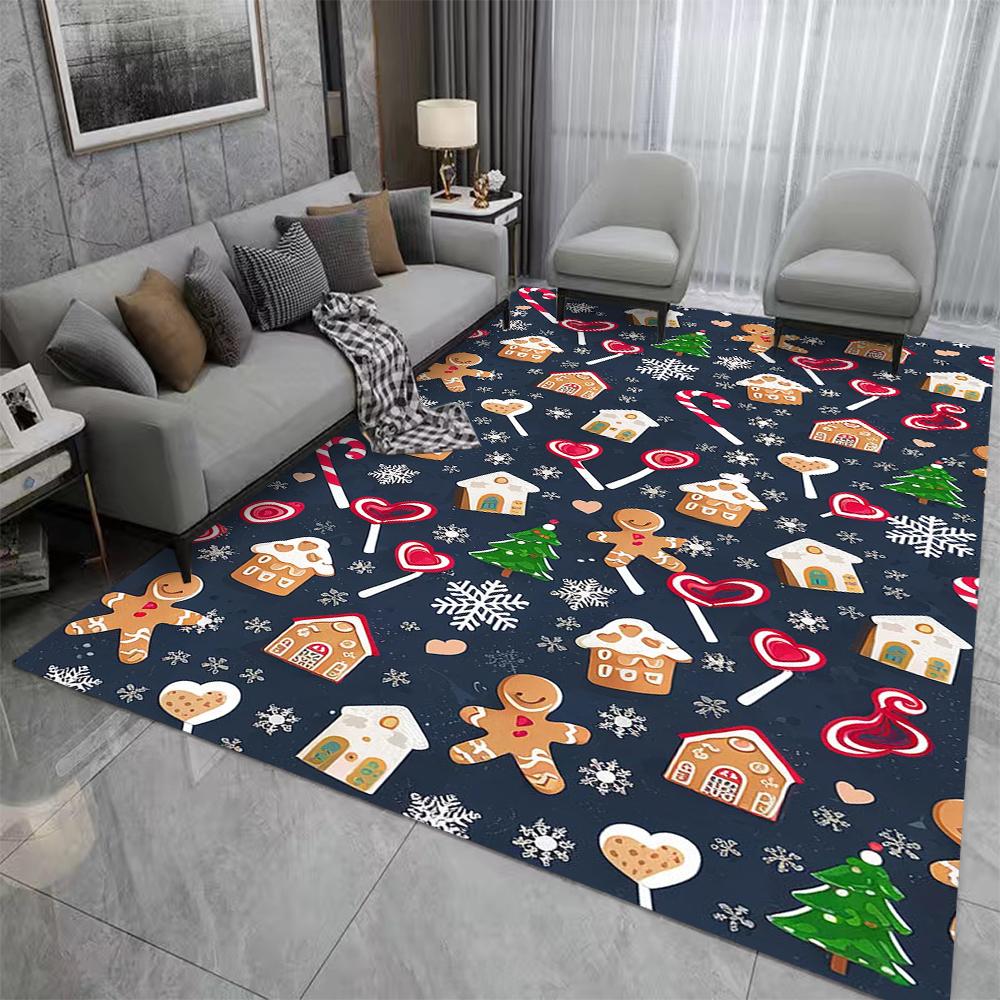 Merry Christmas Gift Carpet Festive Living Room Rug Soft Sofa Mat Cozy Bedroom Floor Decor Holiday Home Christmas Accessories