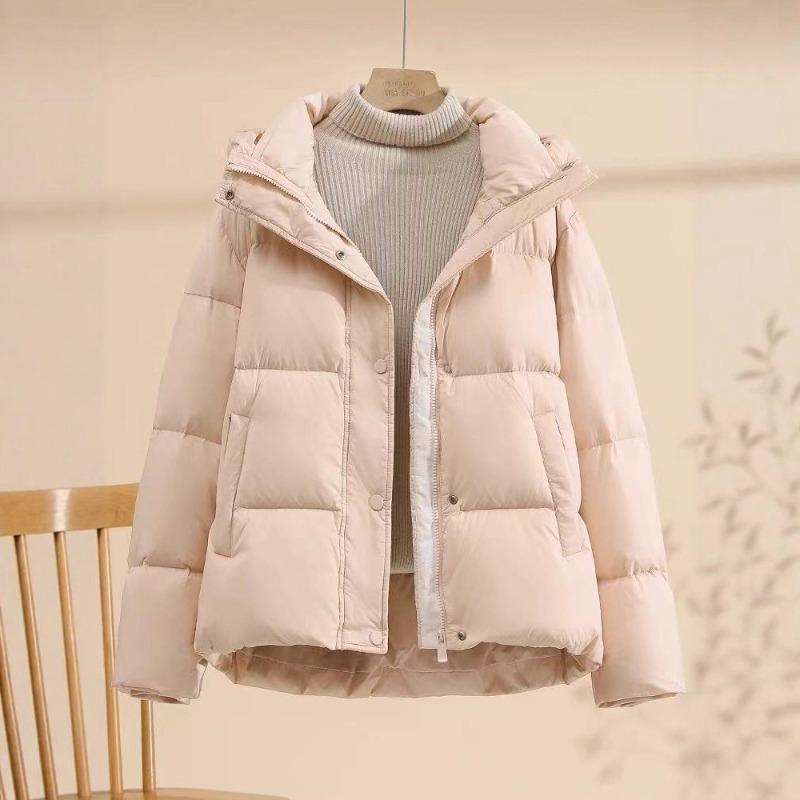 Down jacket women's, winter new fashion casual versatile hooded short thermal jacket white duck down bread jacket