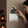 Removable Light Switch Skins Black Candle Pumpkin Skull Sticker, Halloween Dark Fairy Tale Cover Decals Wall Decal, Spooky Socket Outlet Decor