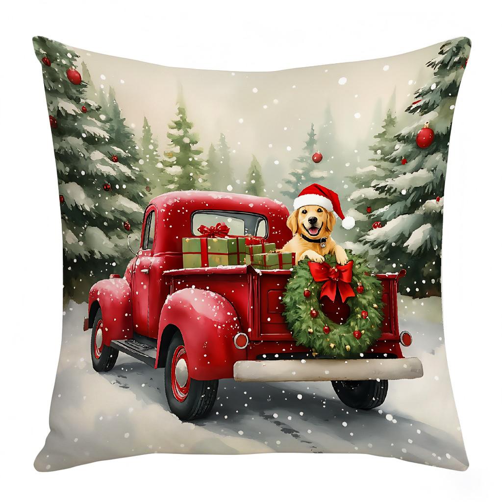 Christmas White Cartoon Christmas Decoration Combination Christmas Tree Festive Atmosphere Elements Living Room Bedroom Home Cushion Cover