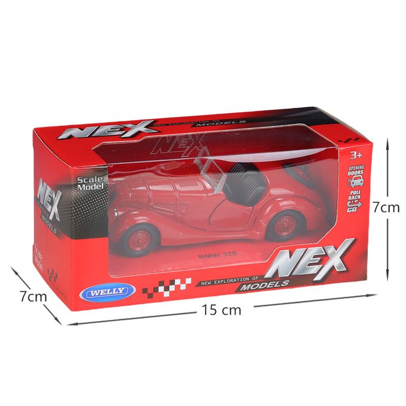 1/36 BMW 328 Retro Toy Car Model Welly Diecast Metal Alloy Vehicle Miniature Classical Collection Gift for Children Boys
