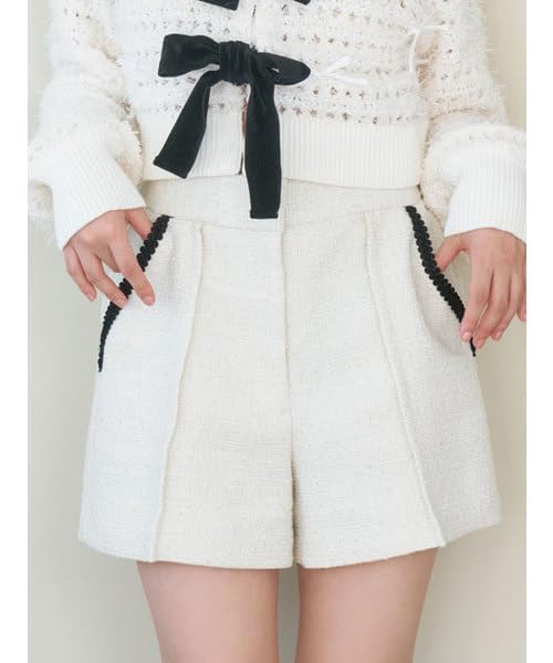 Lily Brown Women's Lamé Tweed Shorts (LWFP251129) IVR