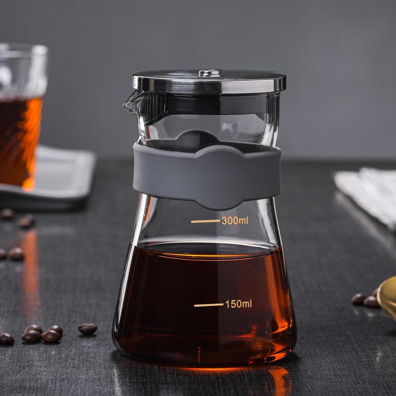 Glass coffee pot with lid, American sharing pot set V60 glass filter cup coffee funnel