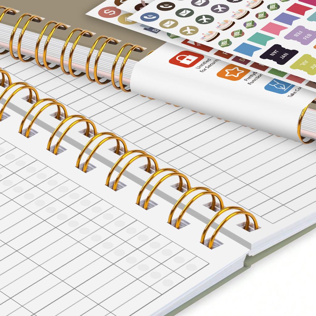 A5 Passwortbuch Spiralgebunden Login-Organizer Mit Stickern Elastischer Verschluss Twin-Wire Passwort-Logbuch