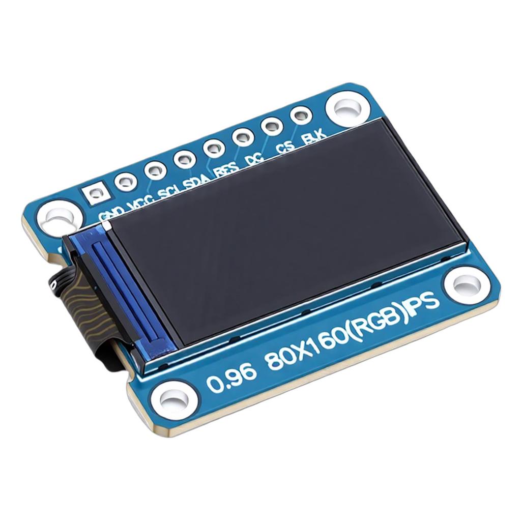 LCD Display Module Support for ST7735 Driver 0.96in Thin Film Transistor 80x160 Resolution Onboard IPS Full Color