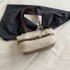 Retro Color‑Block Tote Bag, Metal Buckle Belt Accessory, Riveted Adjustable Shoulder Strap, Spacious Tote For Daily School, Office, Shopping Use