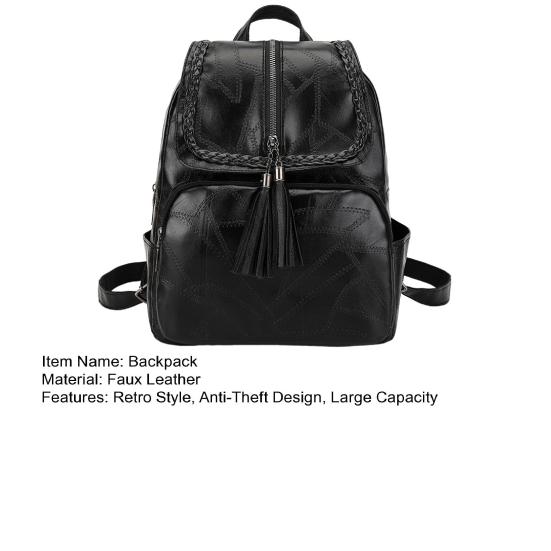 Unisex Retro Backpack Faux Leather Waterproof Schoolbag Anti-Theft Multi-Pocket Backpack for Street Travel College Students