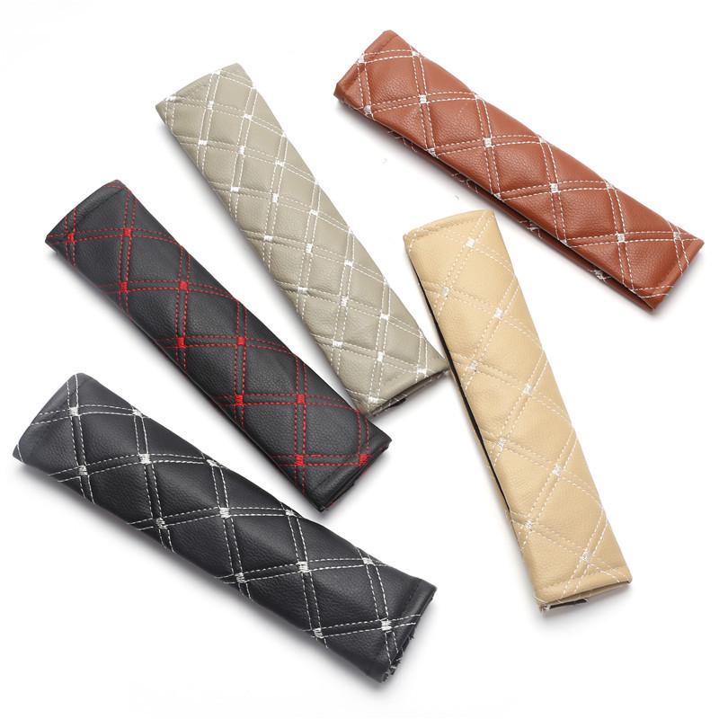 Adjustable Leather Quilted Car Seat Belt Shoulder Pad - Universal, Comfortable, All-Season Protection