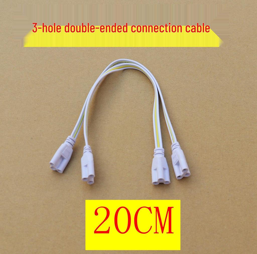 LED Tube Connector: T4/T8/T5 Extension Cord with Double Plug Adapter for Fluorescent Lamp Holders
