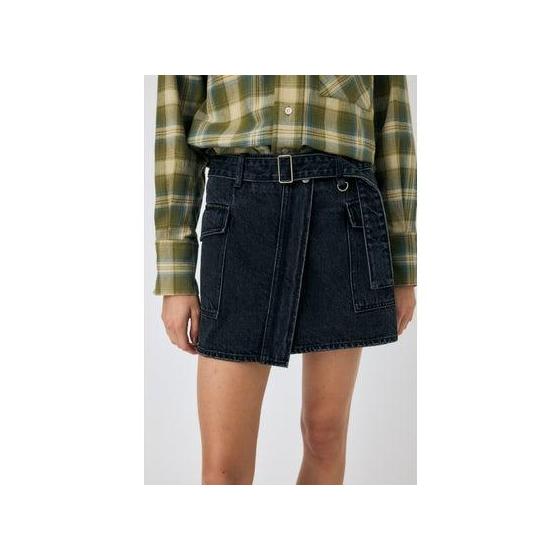 WRAP Denim Mini Skirt BLK