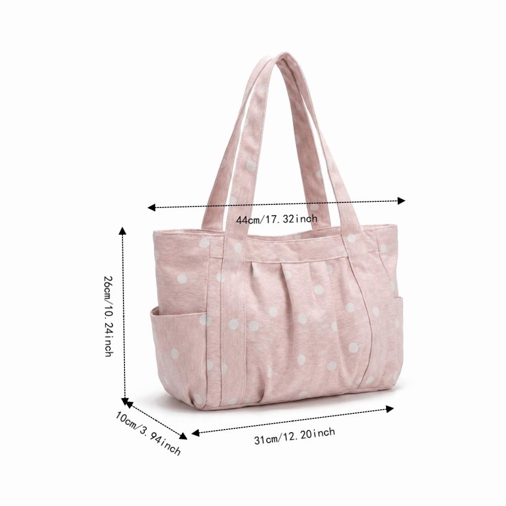 Canvas Polka Dot Shoulder Bag Sweet Handbag Versatile Tote Bag Women