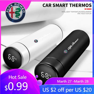 For 500ml Portable Car Smart Thermos Bottle Temperature Display Cup For Alfa Romeo Giulietta GT 159 147 156 Brera Giu