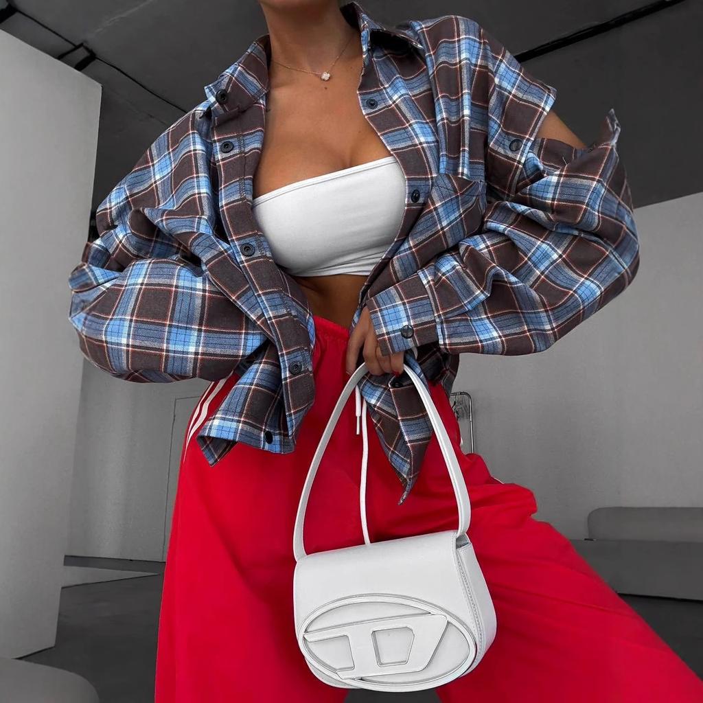 Los dames plaid shirt met meerkleurig patroon