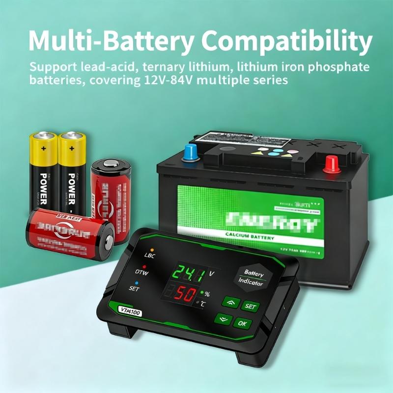 Doppelbildschirm Batteriekapazitätsmonitor Mit Alarmen Für Blei-Säure-Eisen-Batterien Multifunktionaler Batteriemesser