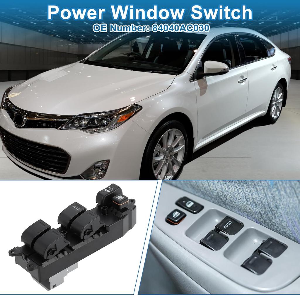 Power Window Switch No.84040AC030 Front Left Driver Side Window Control Switch for Toyota Avalon 2005-2009 Black