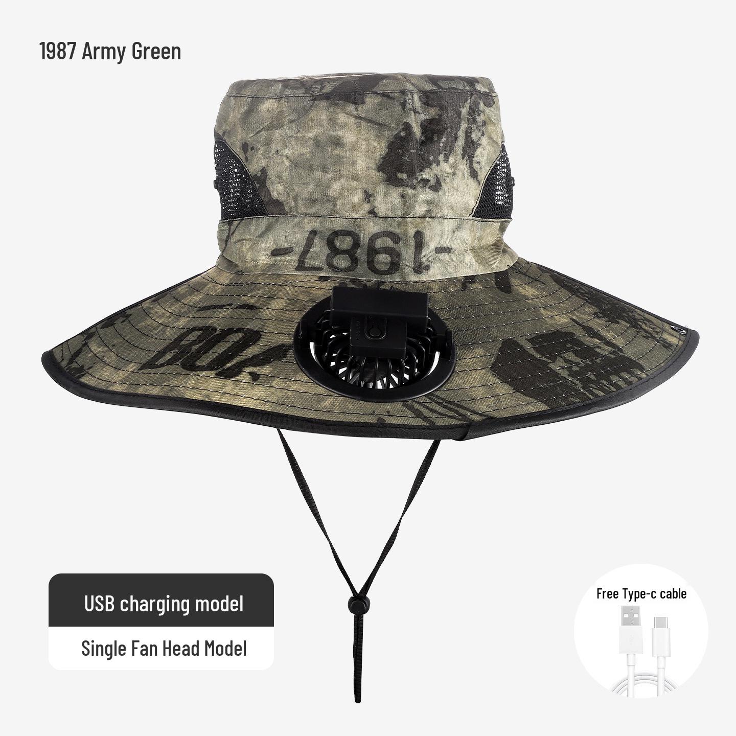

Solar-Powered Wide Brim Fisherman Hat with Fan for Sun Protection, Rechargeable and Portable for Outdoor Travel Brim length 12 cm