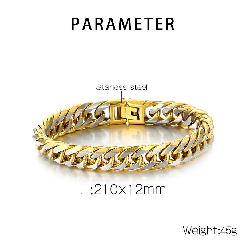 Bracelet Gourmette Cubain Garçon – Style Rock Hip-hop, Fin – Acier Titane, Argenté