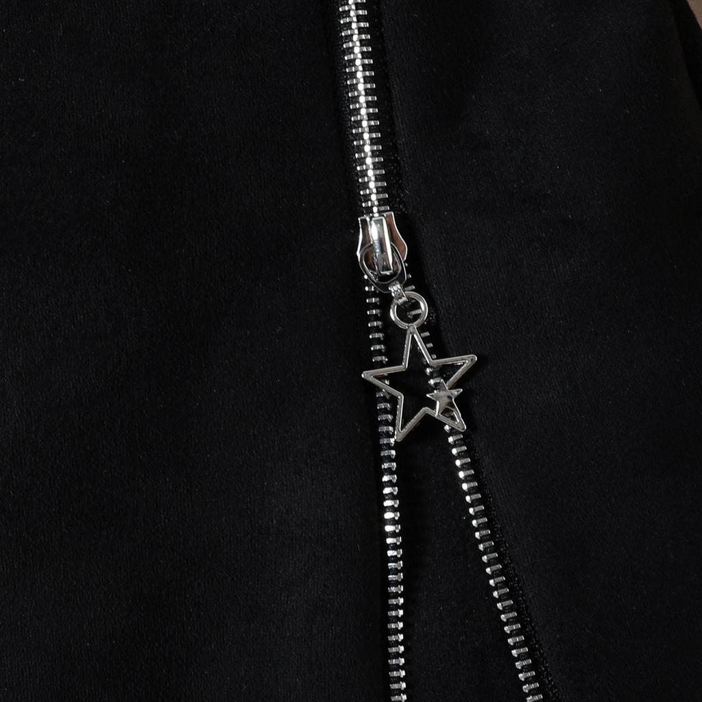 Costum de modă pentru fete Toamnă Copii Umăr în diagonală Mânecă lungă + Fermoar stea Fusta în linie A Costum din două piese