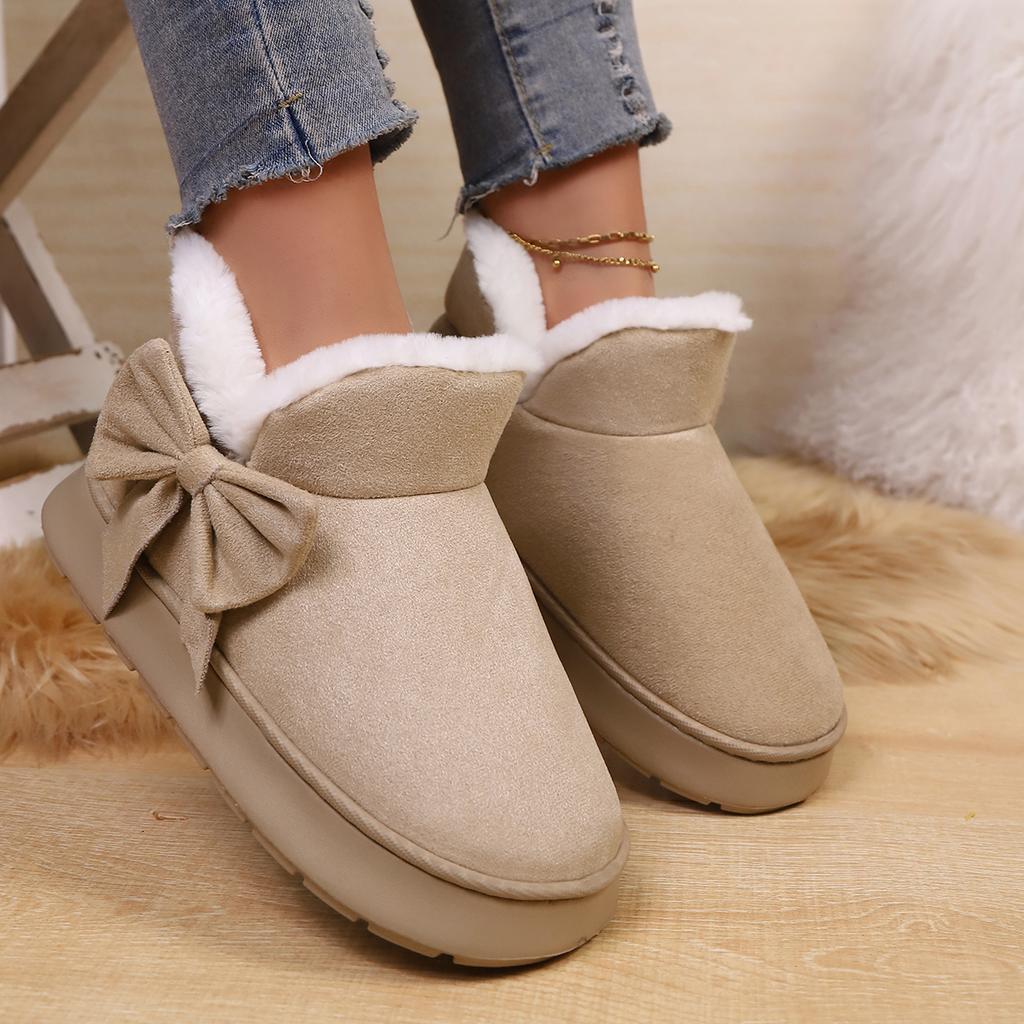 Women's Winter Bow Warm Snow Boots Indoor Slippers