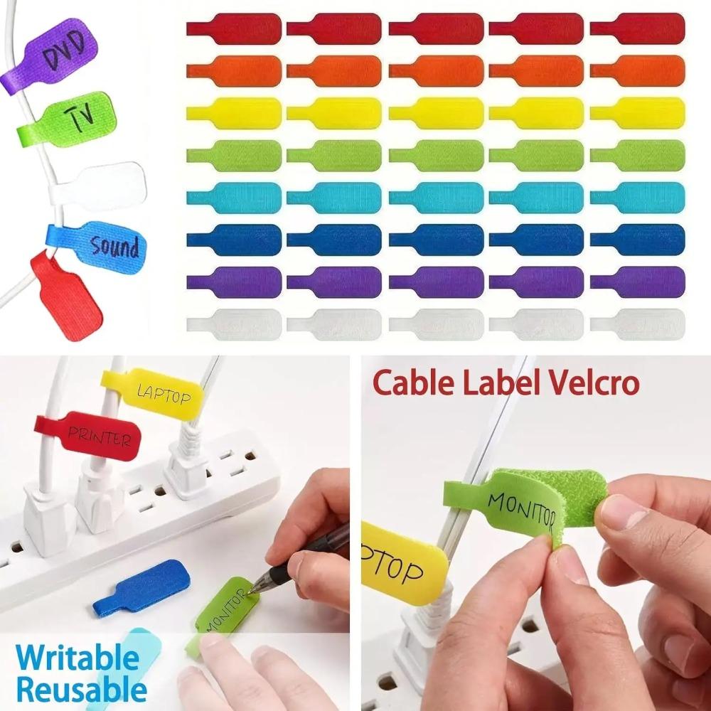 1-100pcs Reusable Waterproof Cable Labels Color-Coded Organizer Straps Data Charger Cords Management Home Office Travel