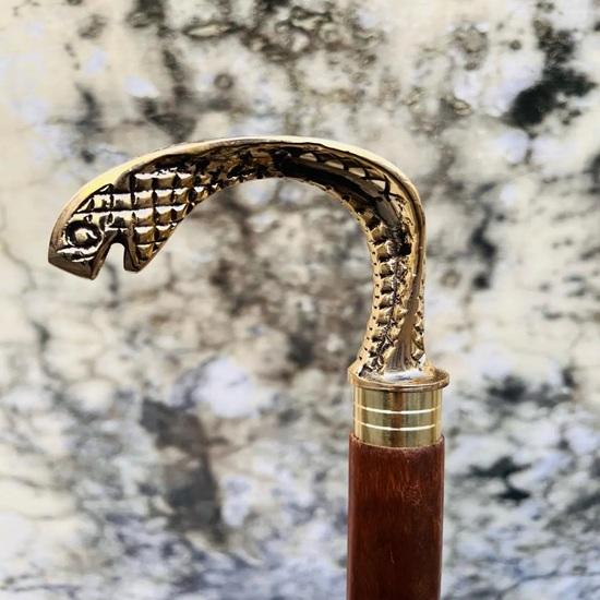 93.98 cm Solid Brass Snake Head Handle Wooden Walking Stick Cane Style Handmade Father Mother Grandfather Grandmother Gift