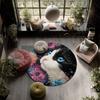 Flower Black and White Cat,Round Area Rug,Carpet Rug for Living Room Bedroom Sofa Playroom Decor,Non-slip Floor Mat