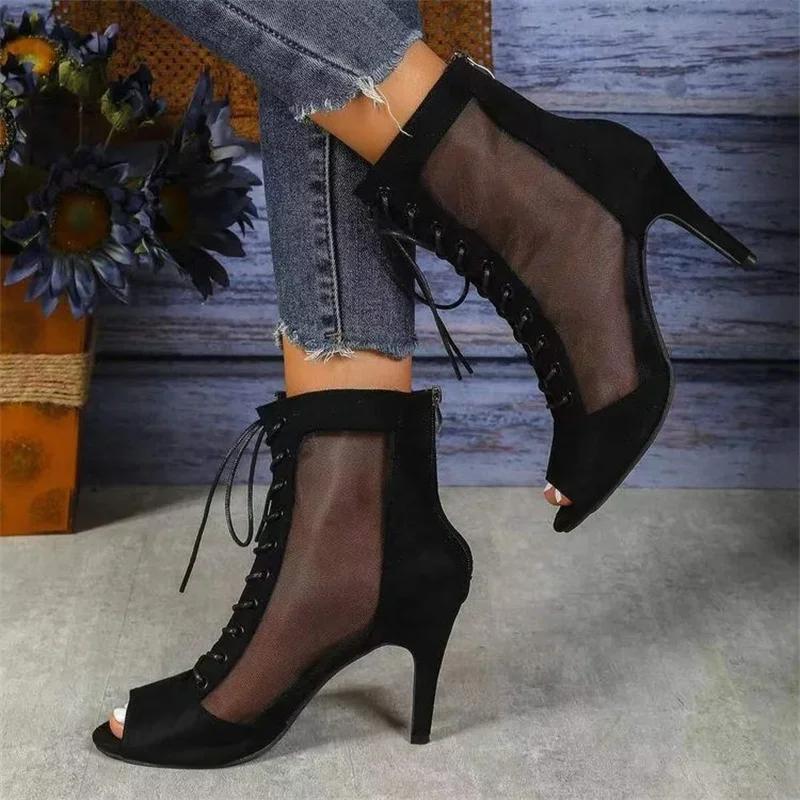 Fashion Woman AnkleLatinDance ShoesFor GirlsSoft BottomBallroomSalsaShoes for Daincing Ladies High HeelPratice Latino Shoes