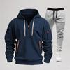 2 stuks/set Heren sportpak met capuchon, lange mouwen, trekkoorddesign, sweatshirt, joggingbroekset, atletisch trainingspak