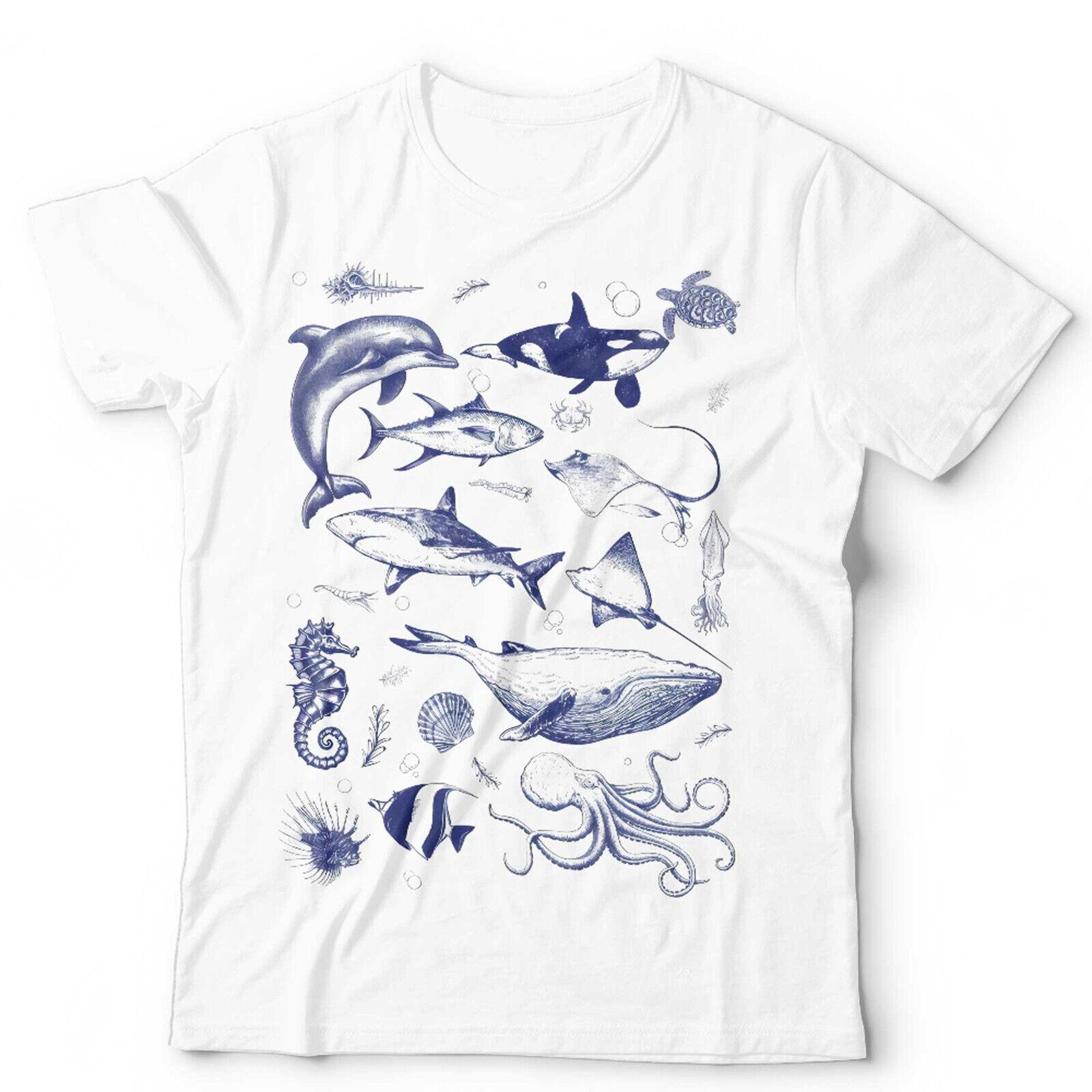 Vintage Sea Life Tshirt Unisex and Retro Killer Whale Turtle Ocean Orca Fish 2XL