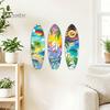 Ocean Theme Hanging Sign 3Pcs Wooden Beach Surfboard Wall Decor, Tropical Sign, Decorative Cutout Decoration for Living Room Bedroom Office