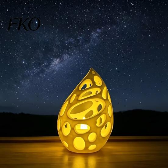 Elegant Tabletop Decor 3D Printed Hollow Droplet Candle Holder, Minimalist Candlestick, Matte White Hollowed-out Design Candlestick for