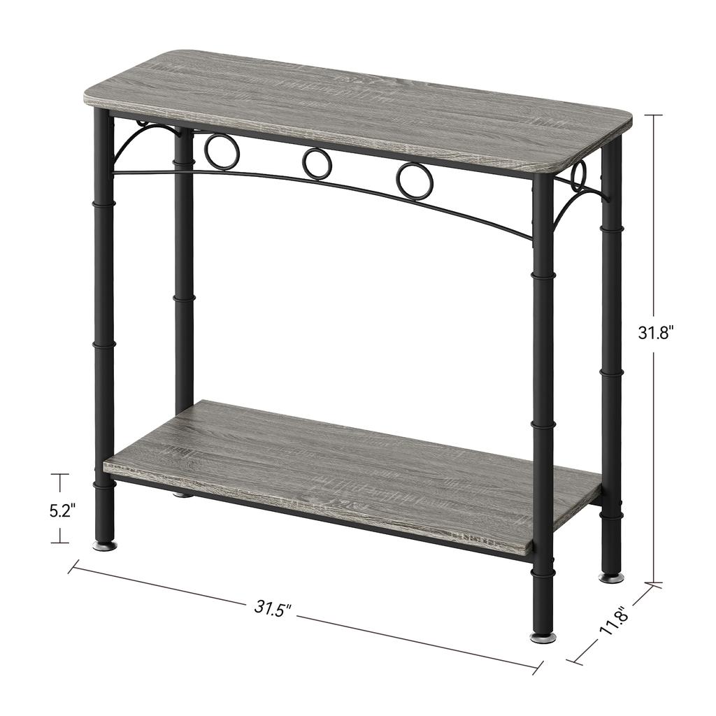 2 Tier Small Console Table Retro Sofa Table with Storage Behind Couch Table for for Living Room Entryway Hallway Foyer