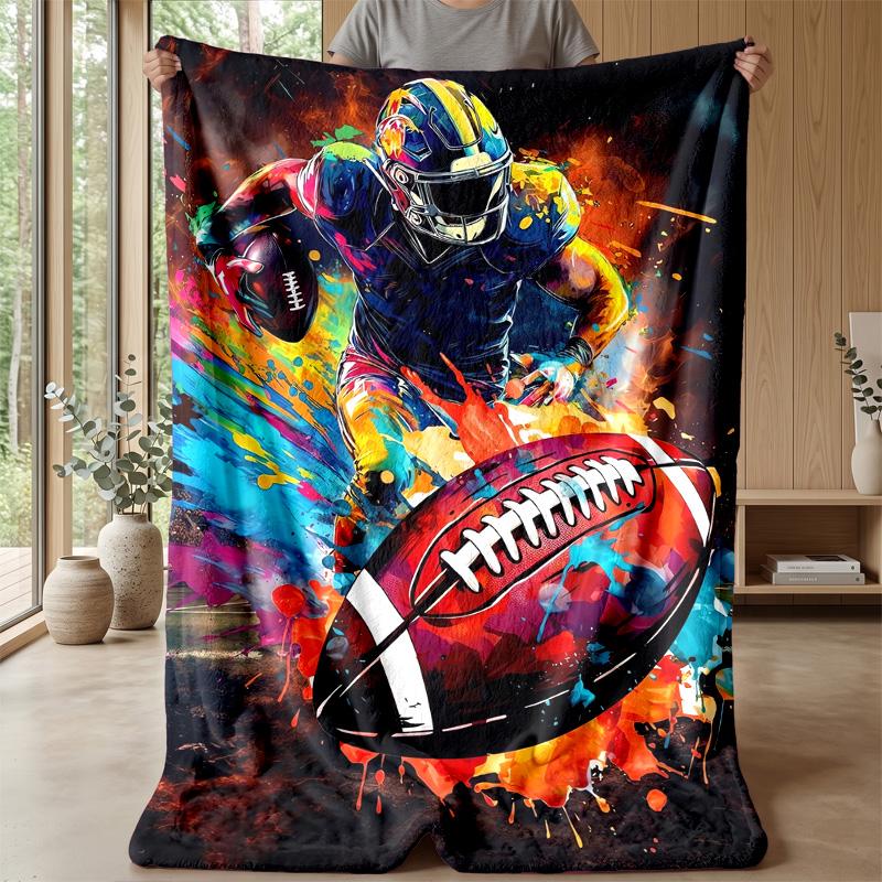 American Football Helmet blanket Personalized Name Flannel Blanket Soft Cozy Plush Throw for Sofa Bed Lightweight Home Decor