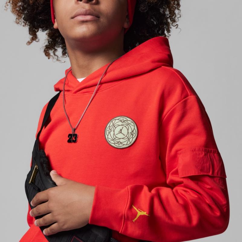 Jordan Cny Series Digital Rabbit Pattern Embroidered Loose Hoodie Kids hoodies Challenge-Red FJ9648-600