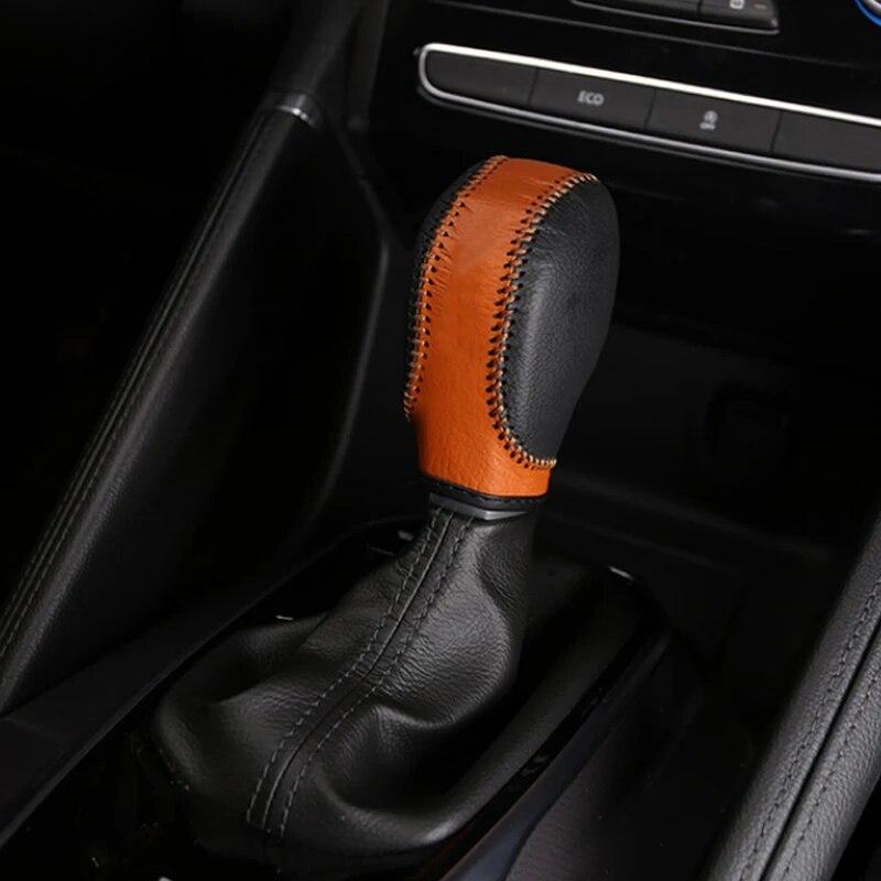 1 Piece Black Leather Car Gear Head Shift Knob Protection Cover Case  for Samsung QM6 2017 2018 Accessories