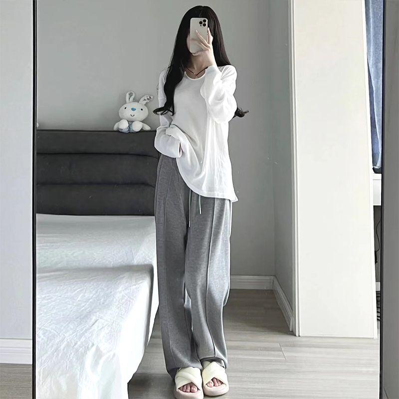 Damenhosen Einfarbig Jogginghosen Locker Bündchenfuß Lässig und Modisch Weitbeinige Hosen