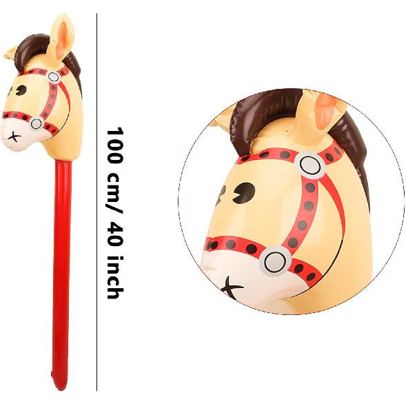 14 Pack 40 Inch Inflatable Stick Horse Blow up Cowboy Cowgirl Pony Horse head Stick Balloon for Birthday Christmas Baby Shower Cowboy Theme Party