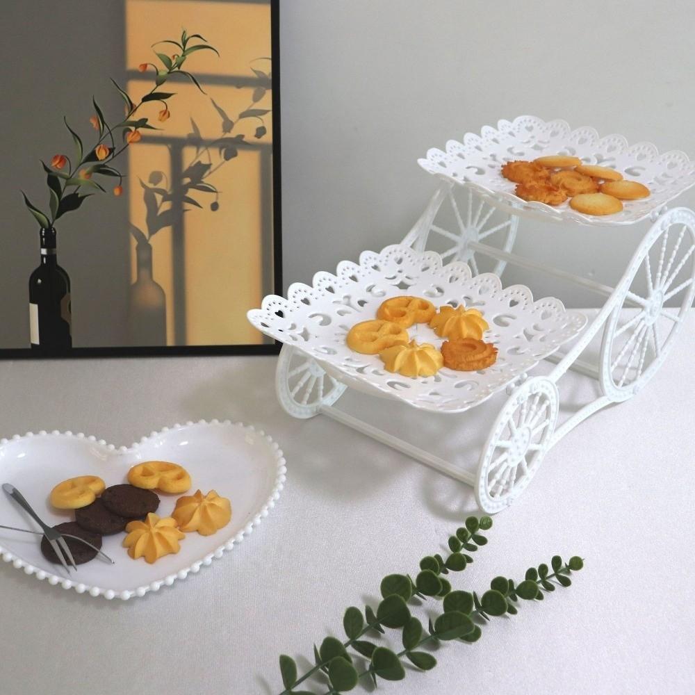 Desktop Holder White Plastic Cake Stand Multi-Tiered Bicycle Model Dessert Stand European Style Party Fruit Plate Birthday Party