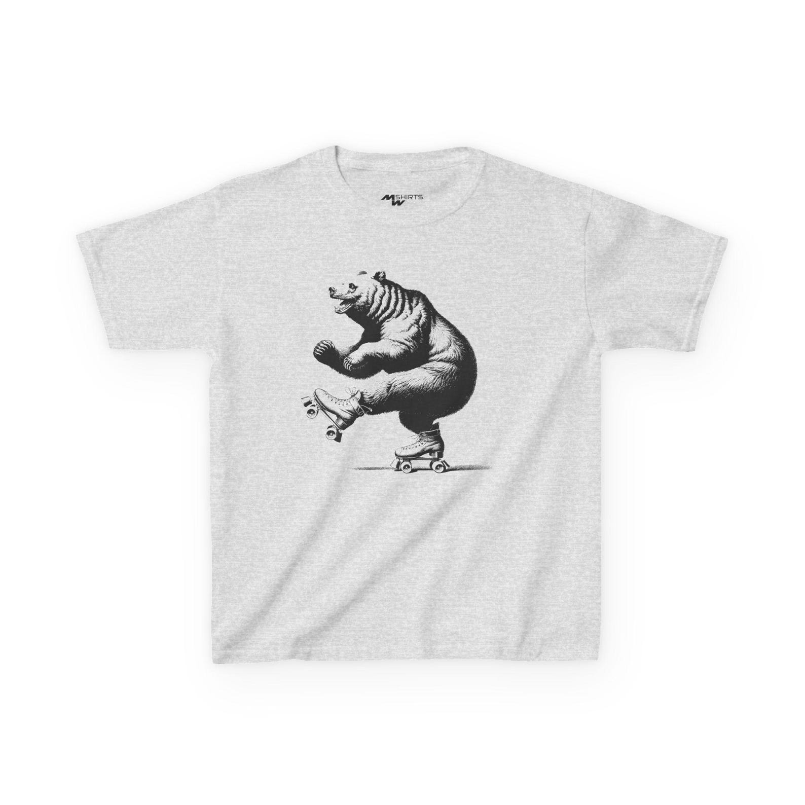 Bear Roller Skates Kids T-Shirt: Whimsical Animal Graphic Tee S