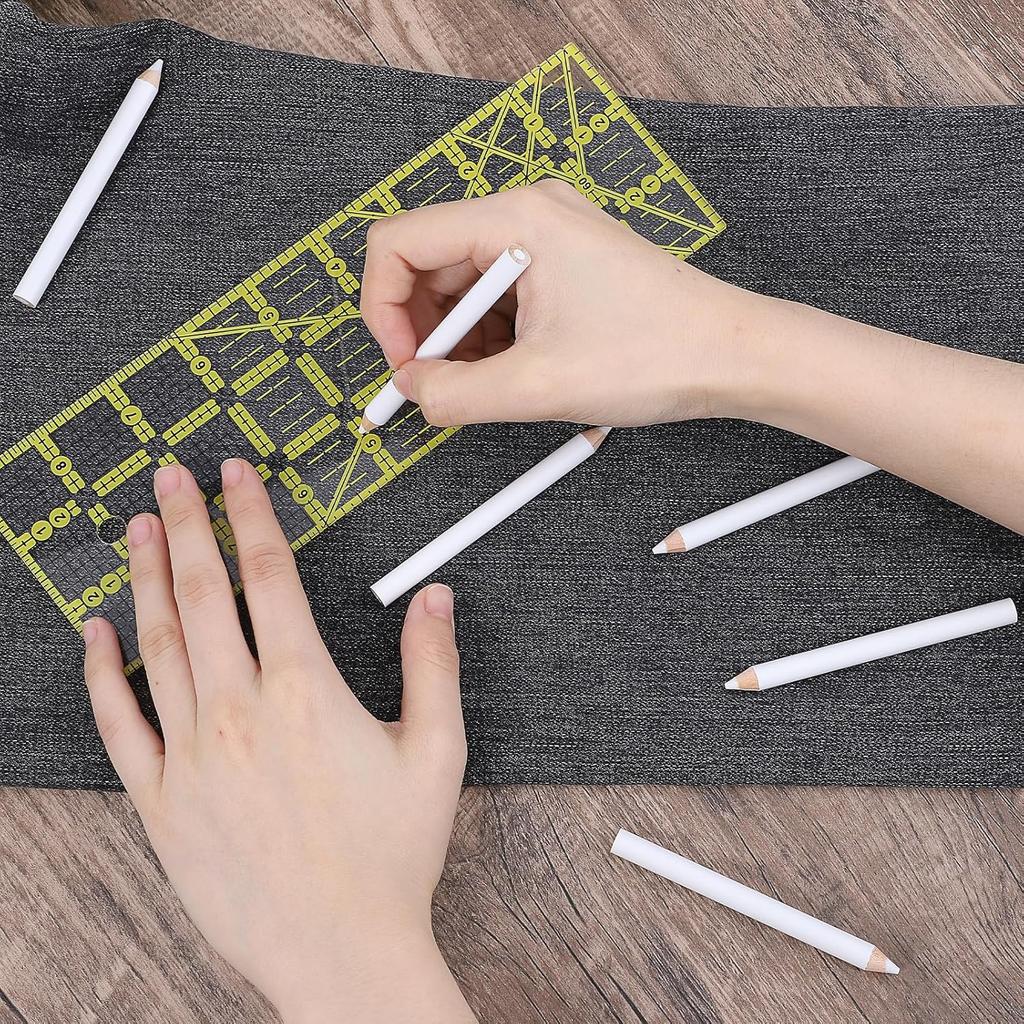 6pcs White Fabric Marker Pen for Dark Cloth, Washable & Removable, Professional Tailor's Chalk for Sewing, Tailoring, Patterns